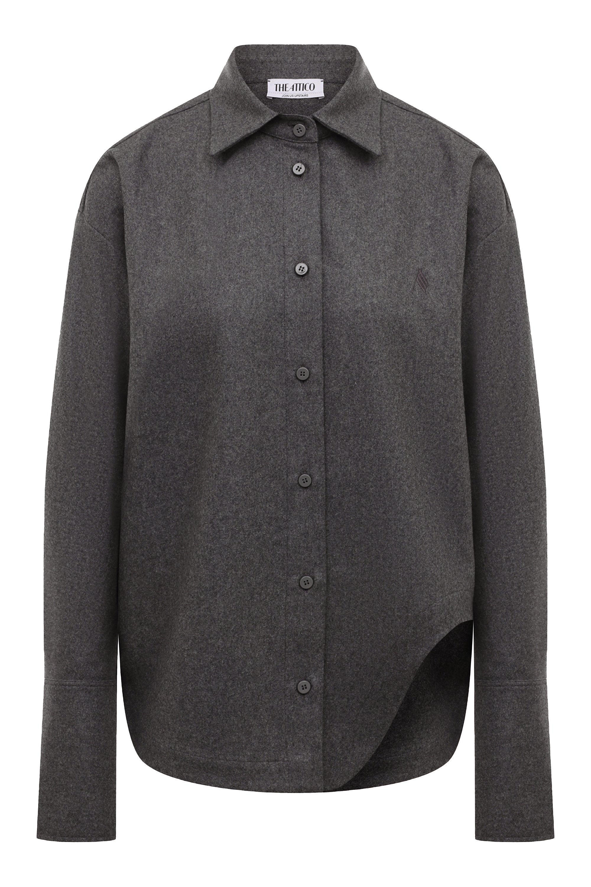 Шерстяная рубашка THE ATTICO серого цвета по цене 69950 руб., арт. 248WCH14, фото 1 Шерстяная рубашка THE ATTICO, арт. 248WCH14, фото 1