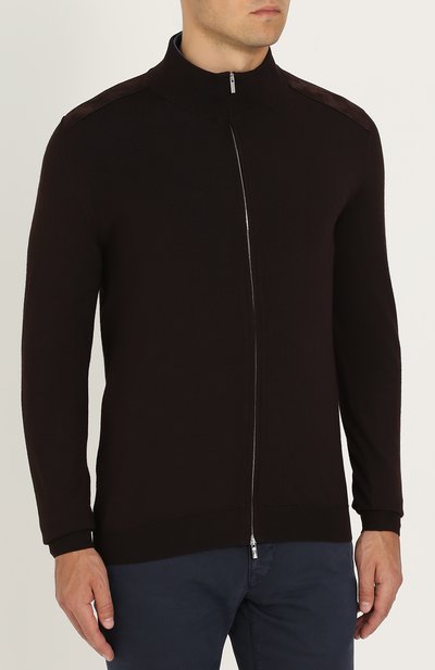 Кардиган на молнии из смеси кашемира и шелка KITON коричневого цвета по цене 225500 руб., арт. UK903, фото 3 Кардиган на молнии из смеси кашемира и шелка KITON, арт. UK903, фото 3