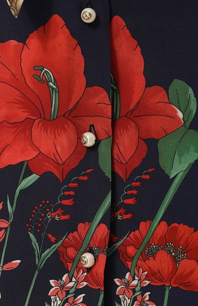 Шелковая блуза с принтом и воротником аскот GUCCI, арт. 467085/ZLP91, фото 5