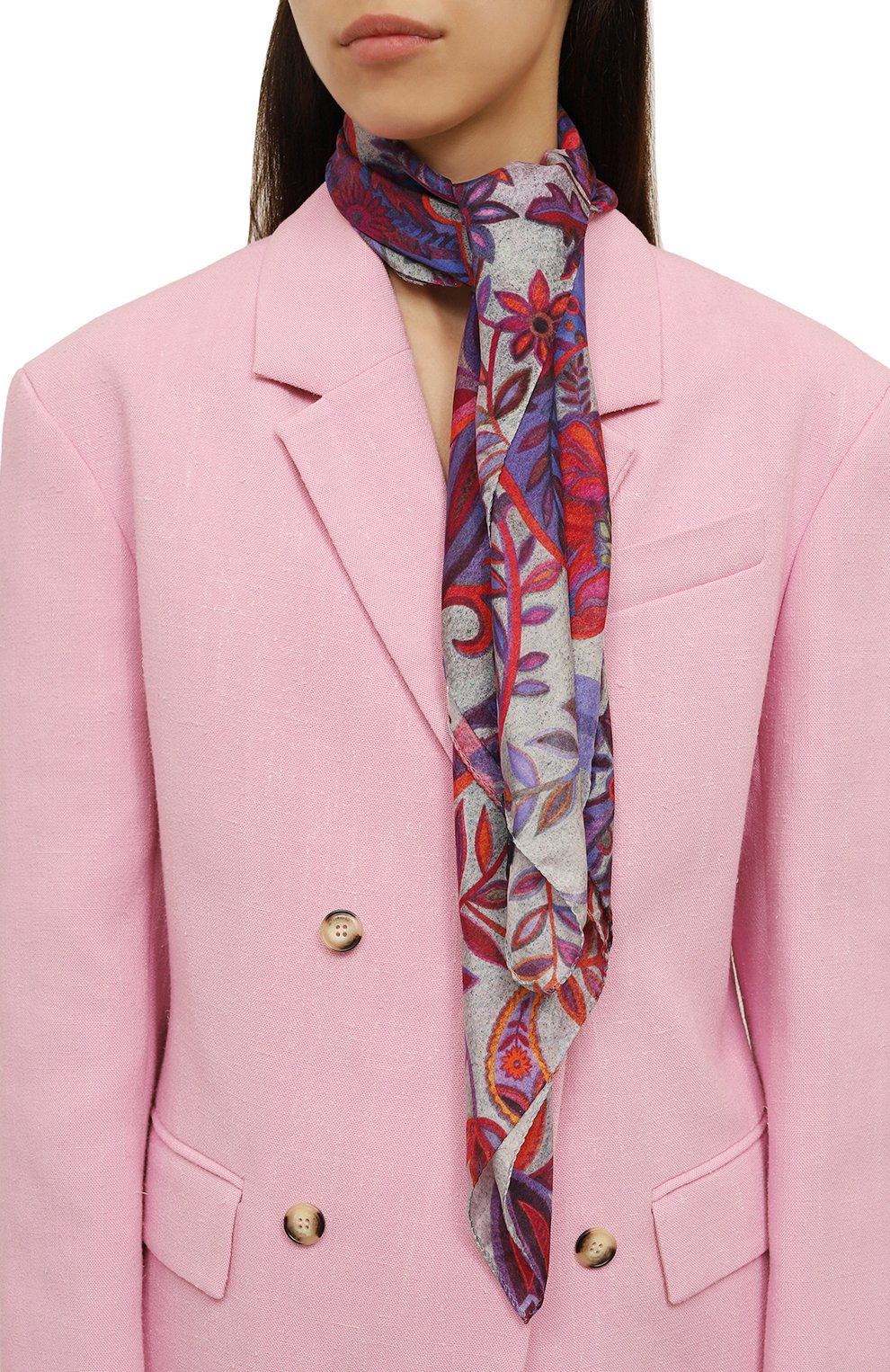 Шелковый платок орнамент цветы GOURJI, арт. T26AZB7VI1, фото 3