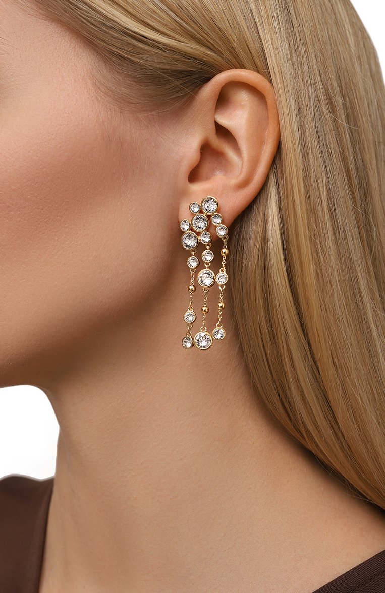 Женские серьги imber SWAROVSKI золотого цвета, арт. 5680093 | Фото 2 (Материал: Кристаллы; Нос: Не проставлено)