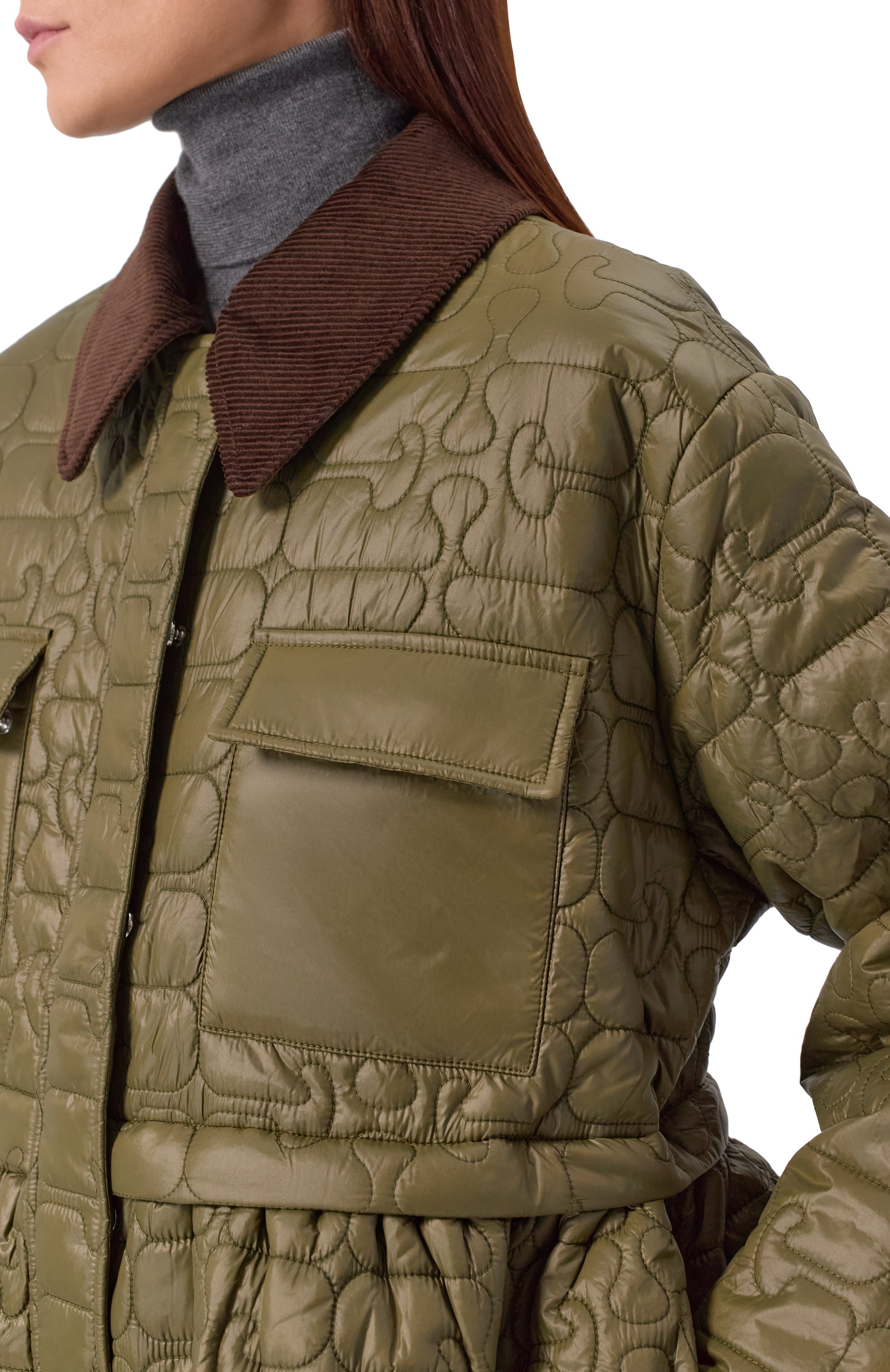 Куртка GANNI хаки цвета по цене 59600 руб., арт. W0965/6905, фото 5 Куртка GANNI, арт. W0965/6905, фото 5