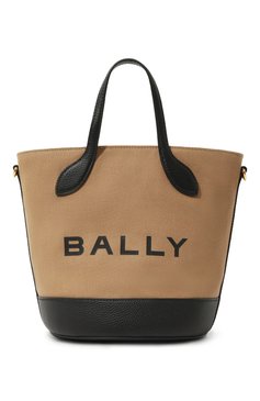 Женский сумка bar BALLY бежевого цвета, арт. WAU00Z/CV034 | Фото 1 (Сумки-технические: Сумки-шопперы; Размер: medium; Материал сплава: Проставлено; Ремень/цепочка: На ремешке; Материал: Текстиль; Драгоценные камни: Проставлено)