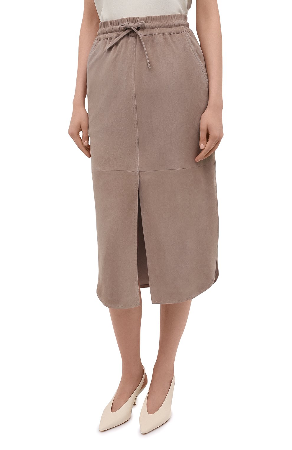 Замшевая юбка BRUNELLO CUCINELLI темно-бежевого цвета по цене 350000 руб., арт. MPW30G3129, фото 3 Замшевая юбка BRUNELLO CUCINELLI, арт. MPW30G3129, фото 3