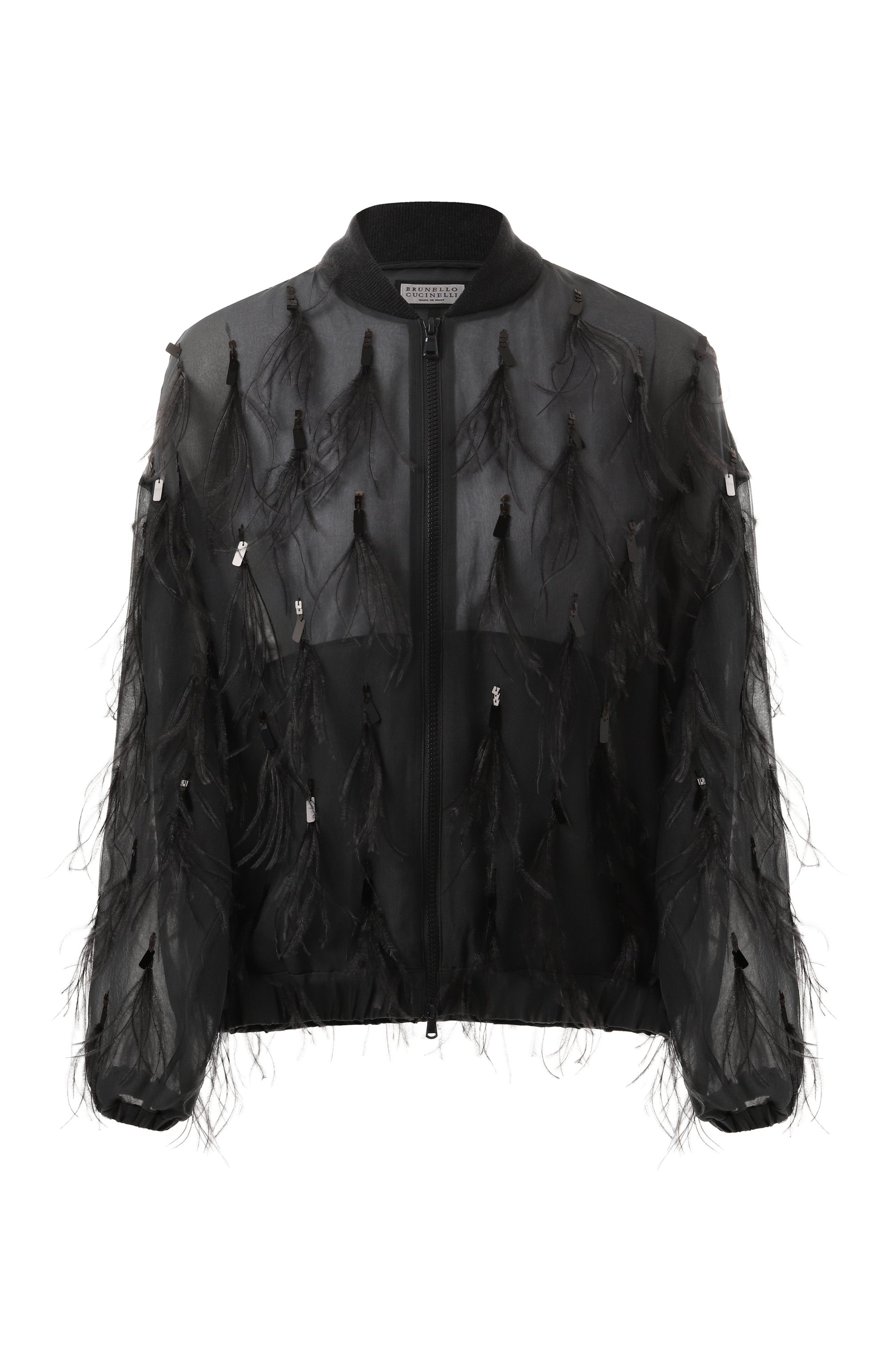 Бомбер с отделкой �перьями BRUNELLO CUCINELLI, арт. MF940HR106, фото 1