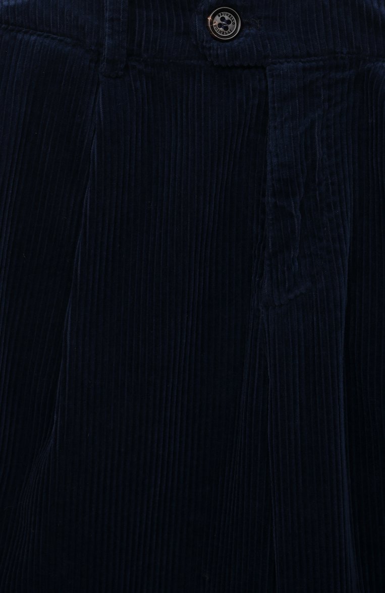 Детские хлопковые брюки BRUNELLO CUCINELLI темно-синего цвета, арт. B280PP100A | Фото 3 (Случай: Повседневный; Материал сплава: Проставлено; Нос: Не проставлено; Материал внешний: Хлопок; Ростовка одежда: 4 года | 104 см, 6 лет | 116 см)