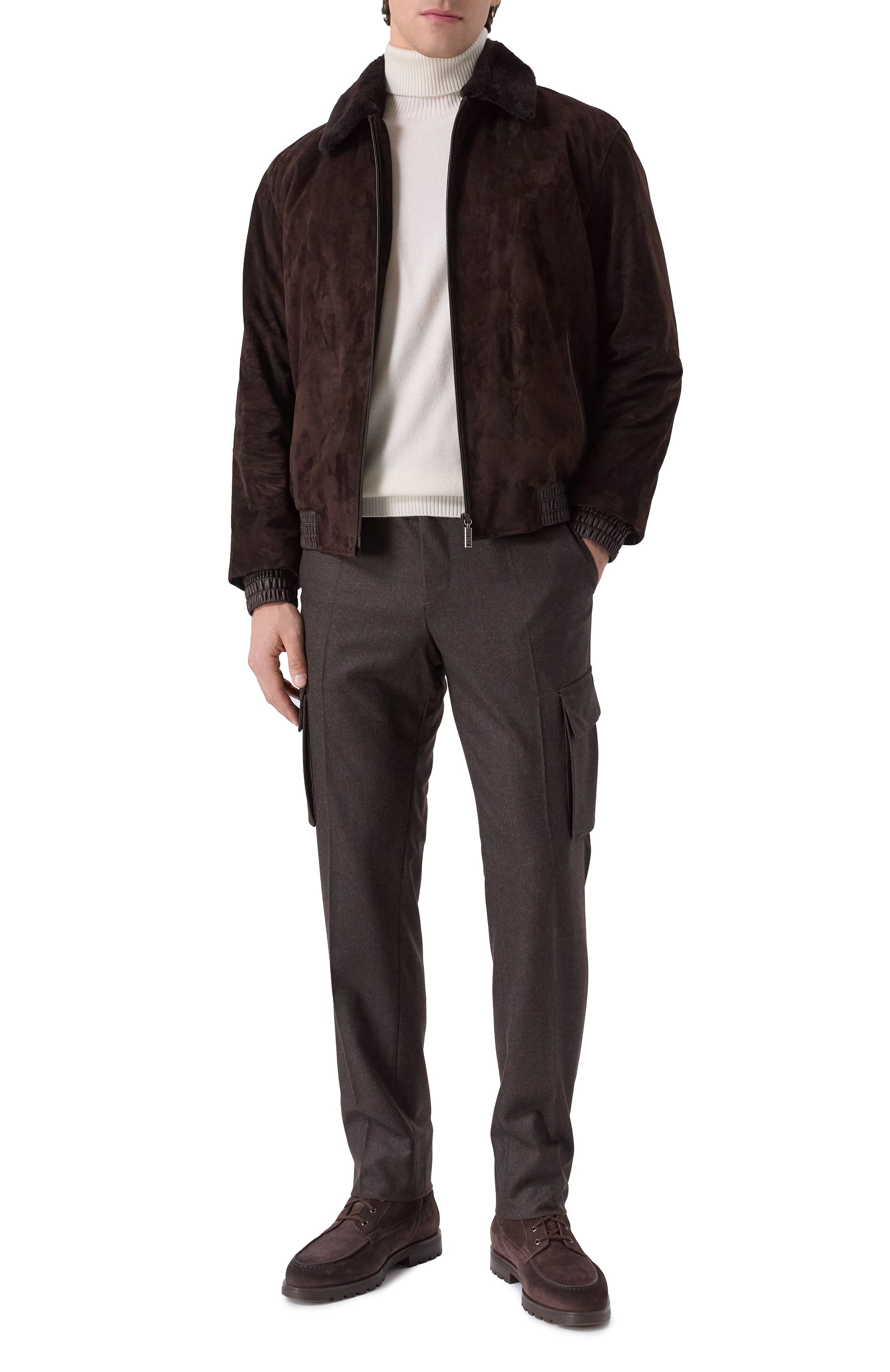 Замшевый бомбер с воротником из овчины ZILLI, арт. AHIKH3M1008VFRI00, фото 2