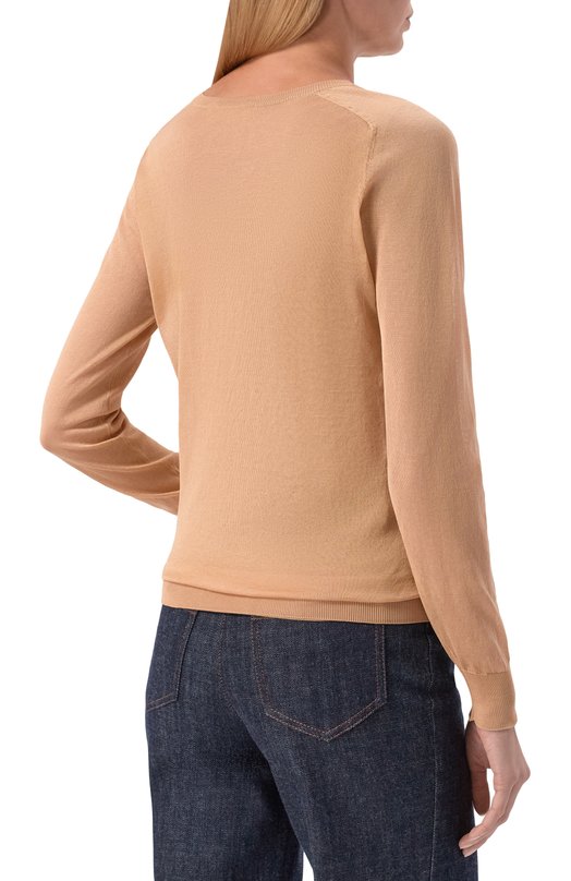 Хлопковый пуловер Elie Saab T0268/CK017 Бежевый  T0268/CK017 Фото 4