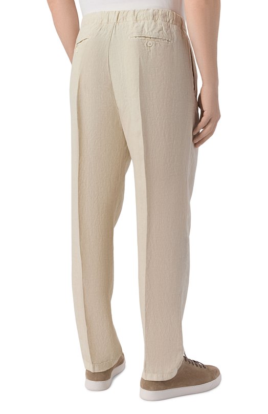 Льняные брюки InLinum JEAN 19/TR0PEA Кремовый  JEAN 19/TR0PEA Фото 4