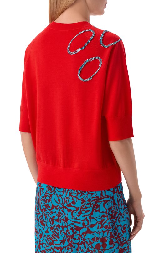 Шерстяной пуловер Dries Van Noten 011202/3700 Красный  011202/3700 Фото 4