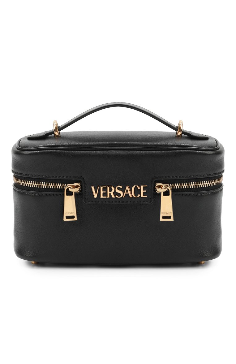 Женская сумка versace tag VERSACE черного цвета, арт. 1018300/1A13171 | Фото 1 (Автоматизация состава: Проставлено; Автоматизация ТО: Проставлено; Материал: Натуральная кожа; Ремень/цепочка: На ремешке; Размер: small)