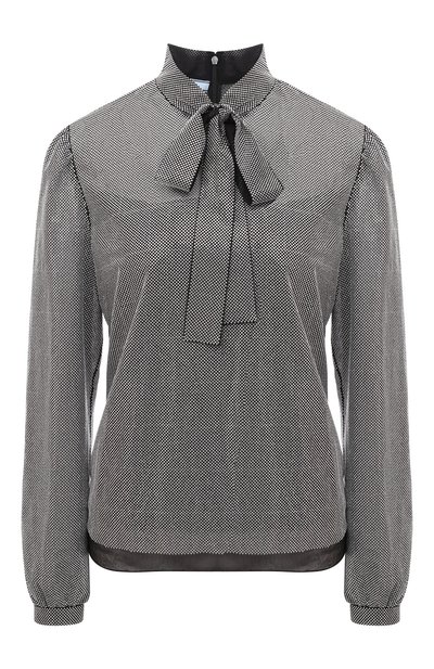 Женский шелковый топ с отделкой стразами PRADA, арт. P951IR-1Z4W-F0118-221
