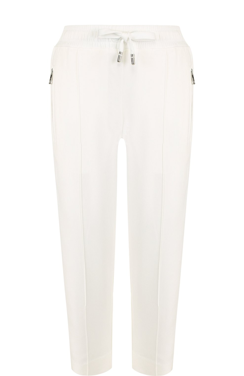 Укороченные брюки с контрастными лампасами DOLCE & GABBANA белого цвета по цене 79950 руб., арт. FTA66T/G70MP, фото 1 Укороченные брюки с контрастными лампасами DOLCE & GABBANA, арт. FTA66T/G70MP, фото 1