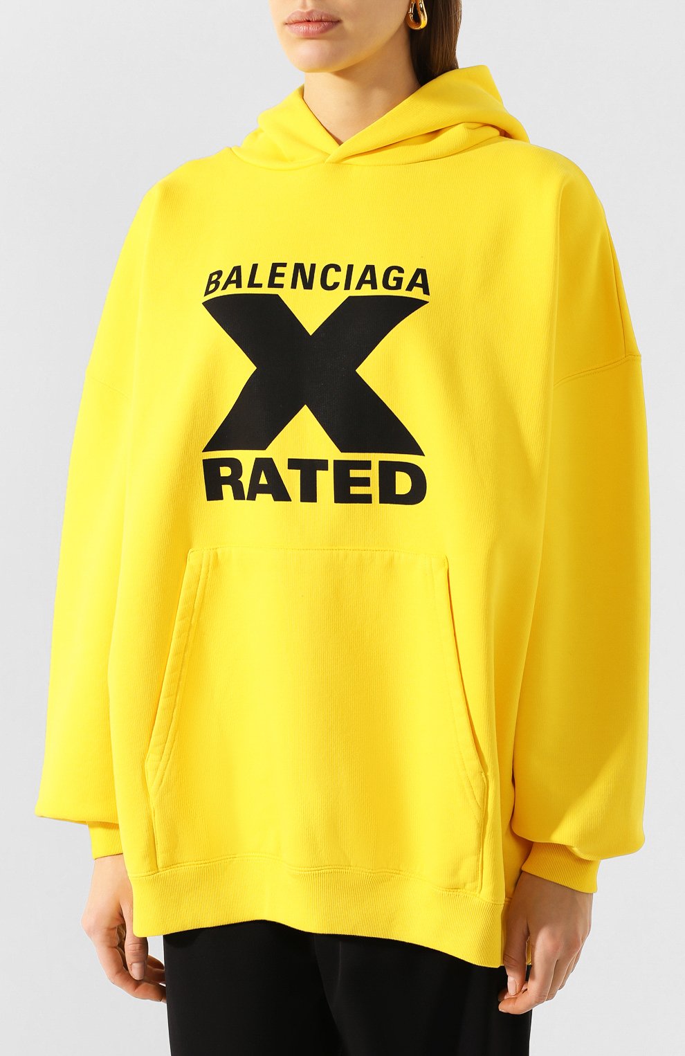 Хлопковое худи BALENCIAGA желтого цвета по цене 54150 руб., арт. 620947/TIVA8, фото 3 Хлопковое худи BALENCIAGA, арт. 620947/TIVA8, фото 3