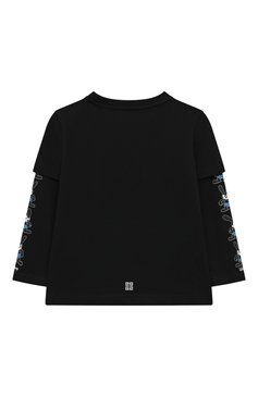 Детская хлопковый лонгслив GIVENCHY черного цвета, арт. H25450/4A-5A | Фото 2 (Рукава: Длинные; Материал сплава: Проставлено; Материал внешний: Хлопок; Драгоценные камни: Проставлено)