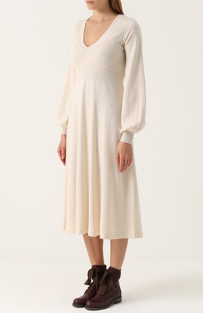 Вязаное платье-миди с v-образным вырезом CHLOÉ, арт. 17AMR05-17A650, фото 3