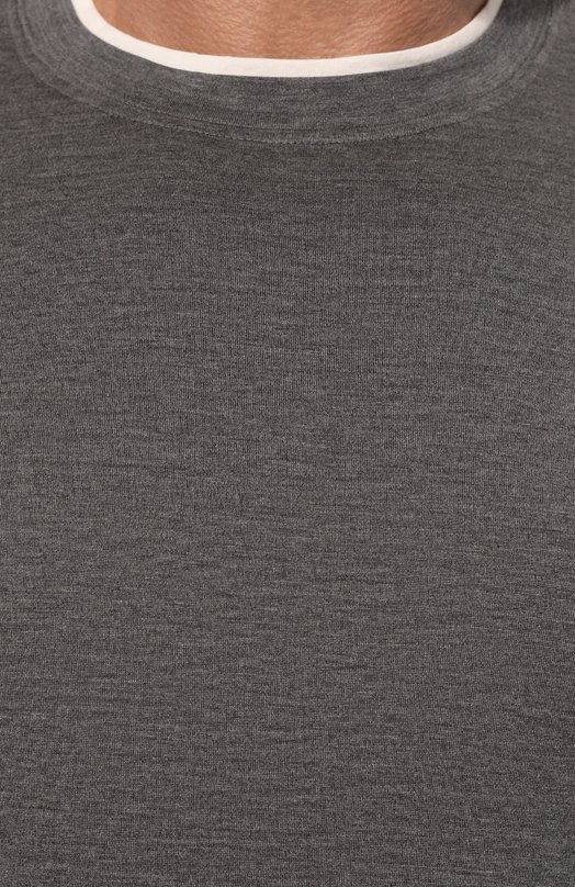 Футболка из шелка и хлопка Brunello Cucinelli MH8367427 Серый  MH8367427 Фото 5