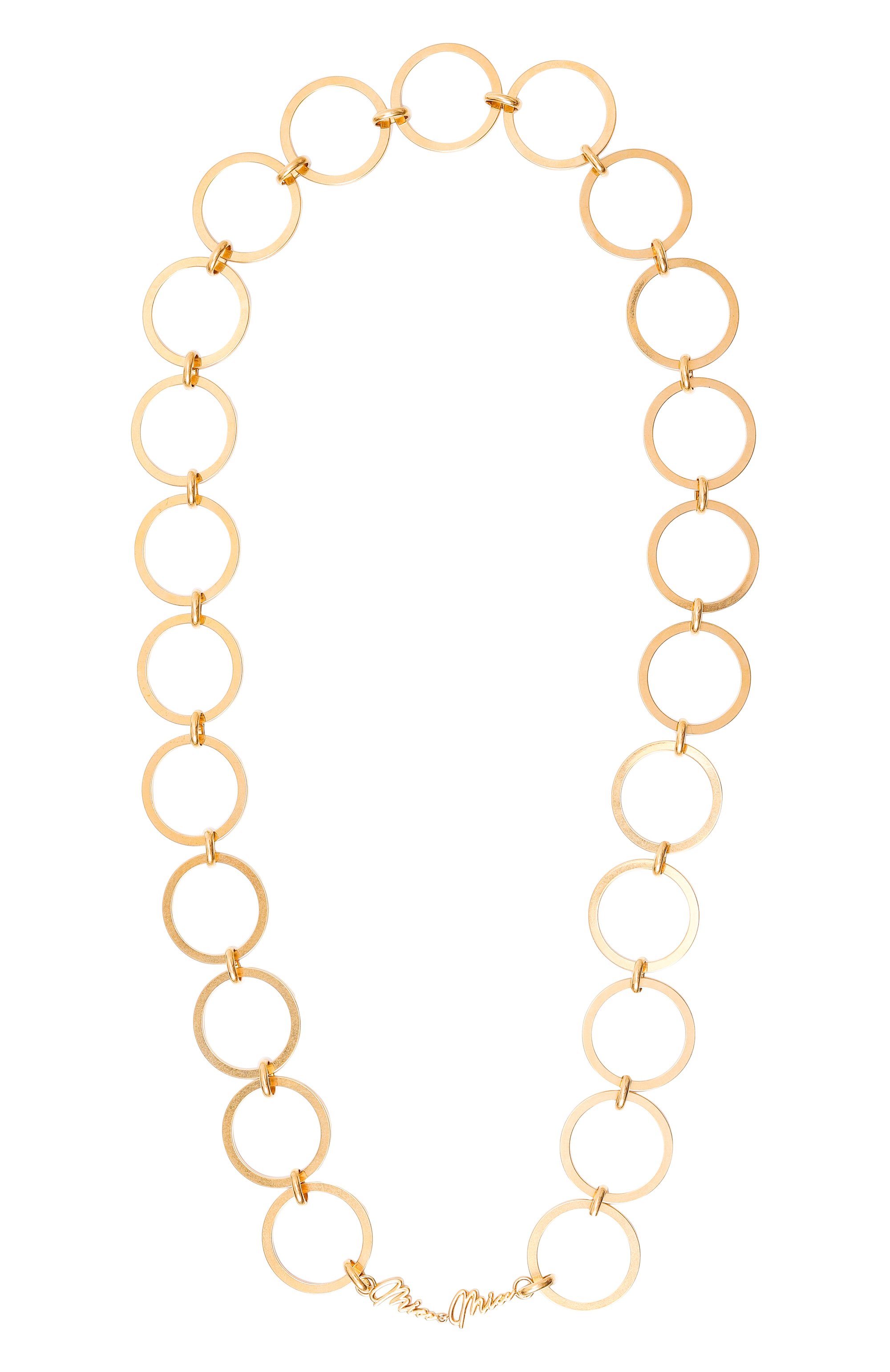 Колье MIU MIU золотого цвета по цене 48000 руб., арт. 5JC899-2F5I-F0056, фото 1 Колье MIU MIU, арт. 5JC899-2F5I-F0056, фото 1