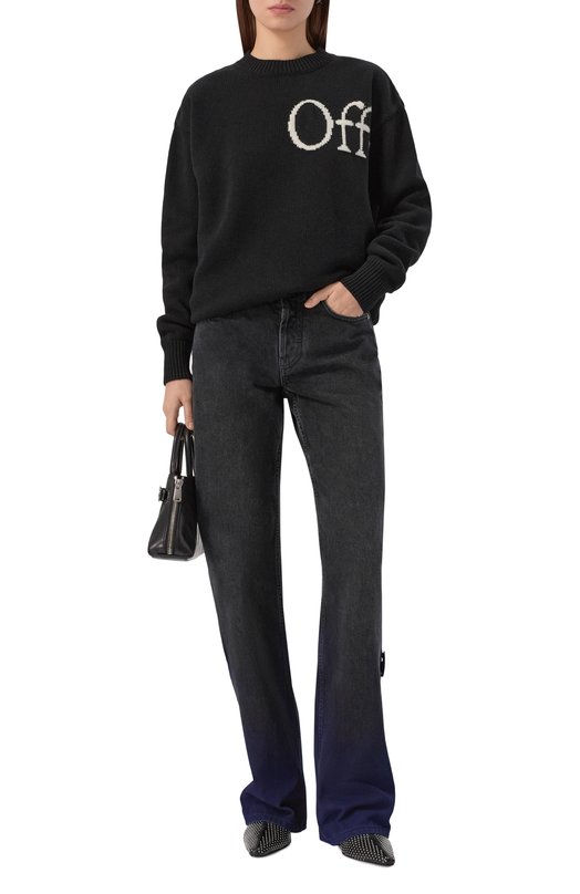 Шерстяной свитер Off-White 0WHE100F25KNI002 Чёрно-белый  0WHE100F25KNI002 Фото 2