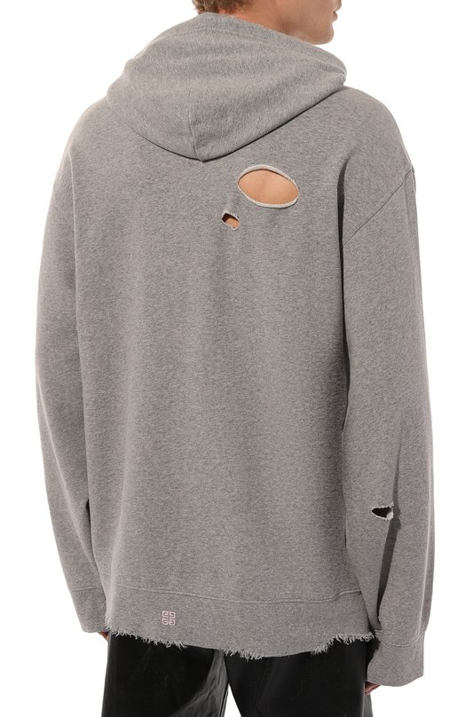 Хлопковое худи Givenchy BMJ0L0/3YF4 Серый  BMJ0L0/3YF4 Фото 4