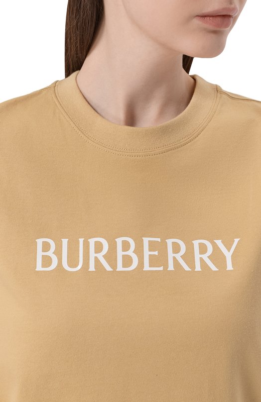 Хлопковая футболка Burberry 8118975 Бежевый  8118975 Фото 5