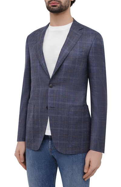 Пиджак из шерсти и шелка CANALI синего цвета по цене 192500 руб., арт. 23288/CF00435, фото 3 Пиджак из шерсти и шелка CANALI, арт. 23288/CF00435, фото 3