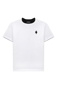 Детская хлопковая футболка MARCELO BURLON KIDS OF MILAN белого цвета, арт. 21E/B/MB/1119/0010/2-6Y | Фото 1 (Материал внешний: Хлопок; Рукава: Короткие; Региональные ограничения белый список (Axapta Mercury): RU, Не проставлено; Мальчики Кросс-КТ: Футболка-одежда; Материал сплава: Проставлено; Драгоценные камни: Проставлено; Ростовка одежда: 6 лет | 116 см)