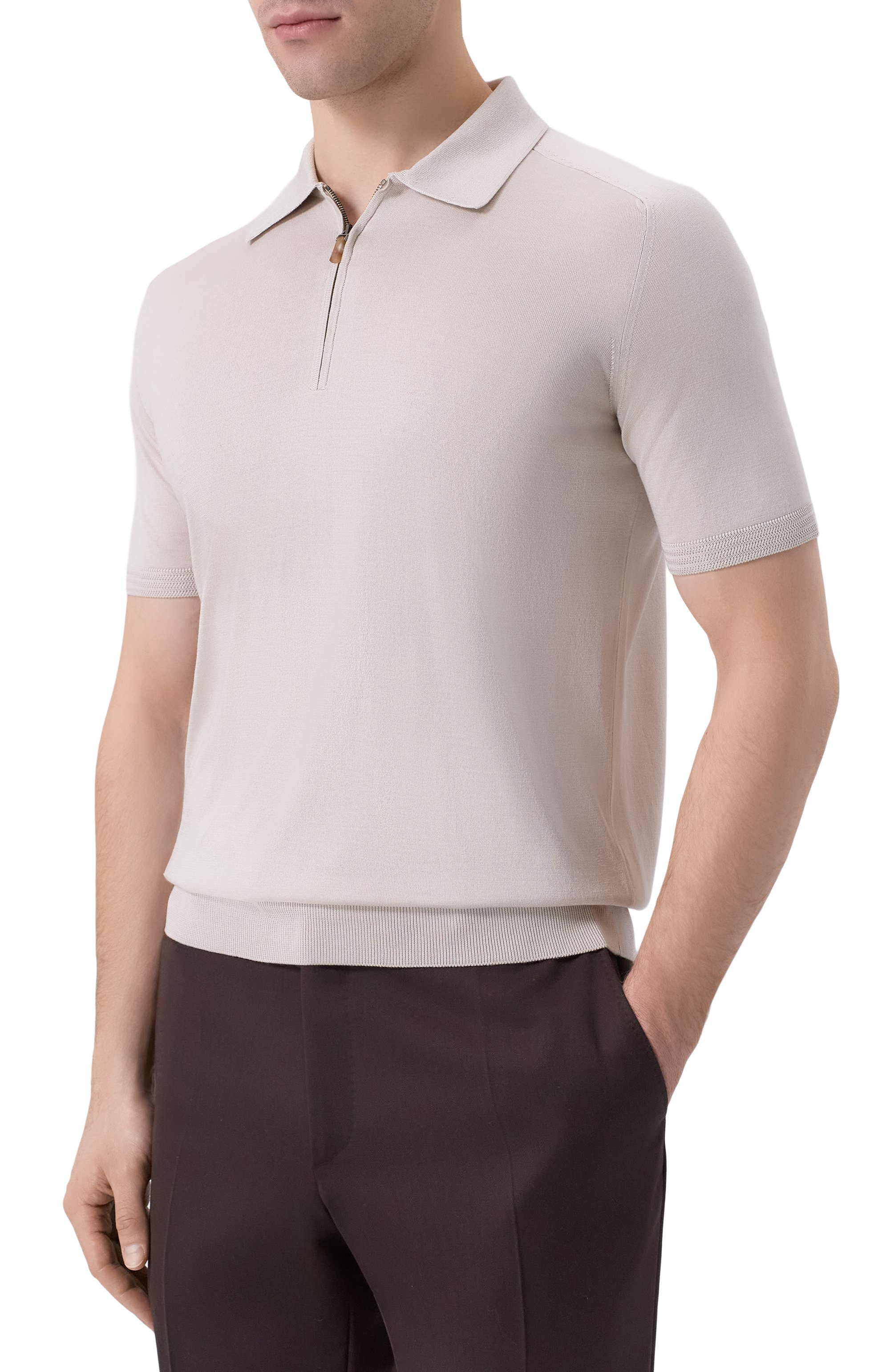 Шелковое поло COLOMBO светло-бежевого цвета по цене 122000 руб., арт. MA04864/4-120AN, фото 3 Шелковое поло COLOMBO, арт. MA04864/4-120AN, фото 3