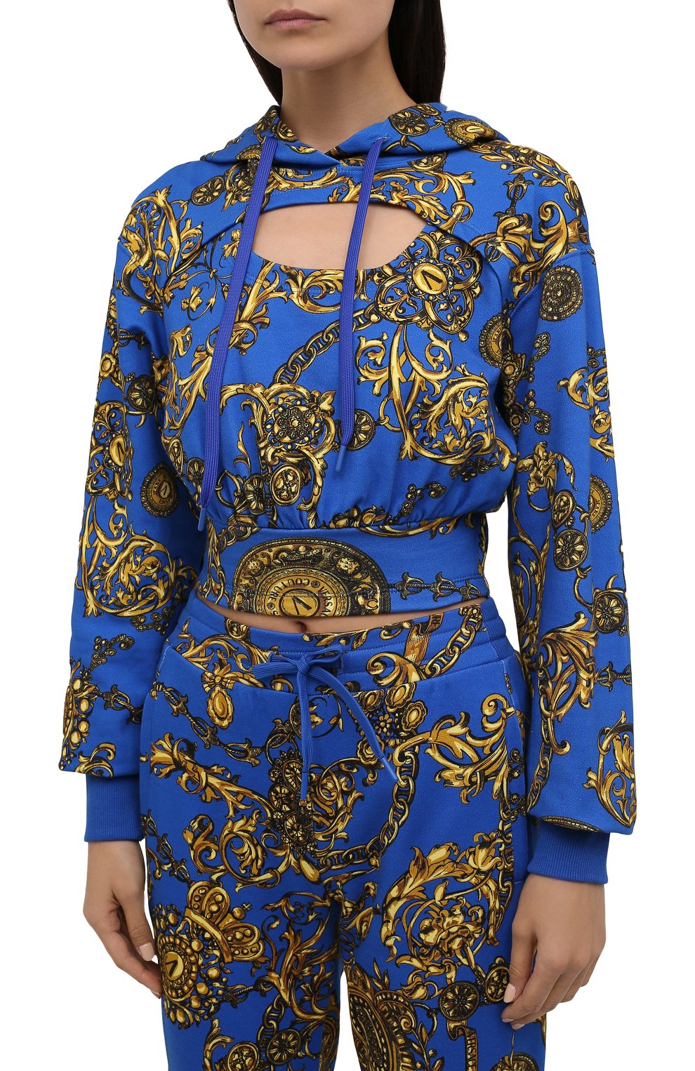 Хлопковое худи VERSACE JEANS COUTURE синего цвета по цене 37700 руб., арт. 71HAI317-71DP317 FELPA GAR PR BAR0QUE/FS002, фото 3 Хлопковое худи VERSACE JEANS COUTURE, арт. 71HAI317-71DP317 FELPA GAR PR BAR0QUE/FS002, фото 3