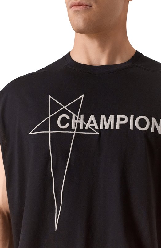 Хлопковая майка Rick Owens x Champion Rick Owens CM01E1668/CHJG Чёрный  CM01E1668/CHJG Фото 5