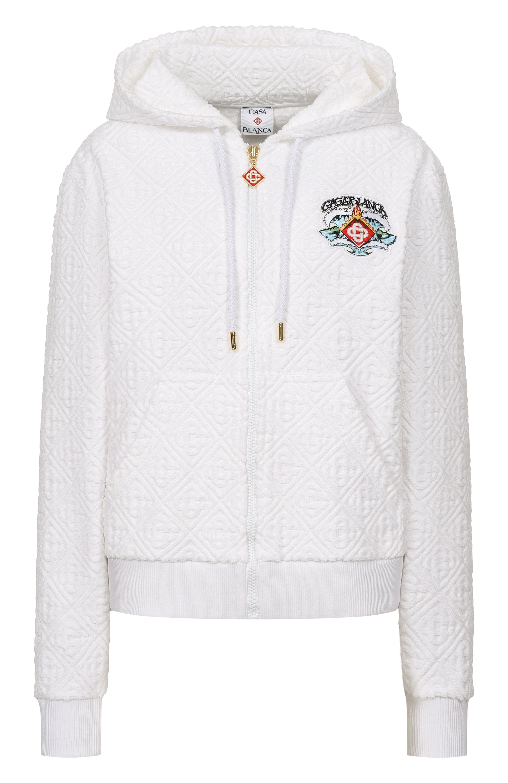 Хлопковая толстовка CASABLANCA белого цвета по цене 109000 руб., арт. W-SP26-JTP-517-01-EX-BC, фото 1 Хлопковая толстовка CASABLANCA, арт. W-SP26-JTP-517-01-EX-BC, фото 1