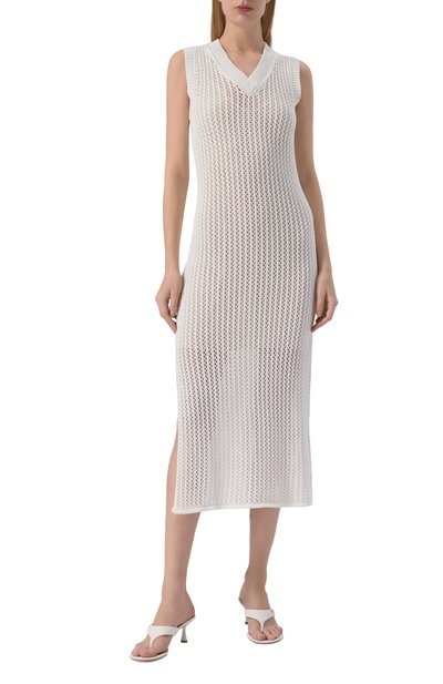 Хлопковое платье PIETRO BRUNELLI белого цвета по цене 31650 руб., арт. AGG005/C00102, фото 3 Хлопковое платье PIETRO BRUNELLI, арт. AGG005/C00102, фото 3