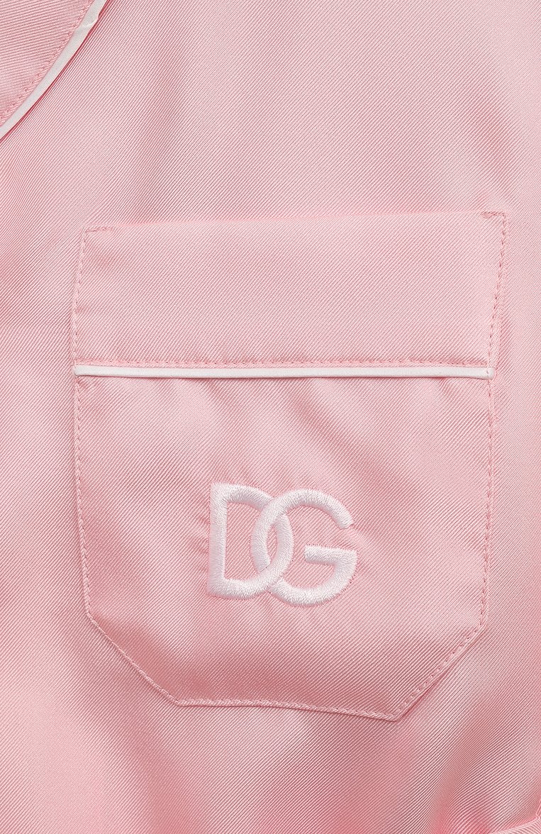 Детское шелковая блузка DOLCE & GABBANA светло-розового цвета, арт. L55S84/G7M5C/8-14 | Фото 3 (Материал внешний: Шелк; Рукава: Длинные; Случай: Повседневный; Ростовка одежда: 8 лет | 128 см, 10 - 11 лет | 140 - 146см, 12 лет | 152 см, 13 - 15 лет | 158 см)