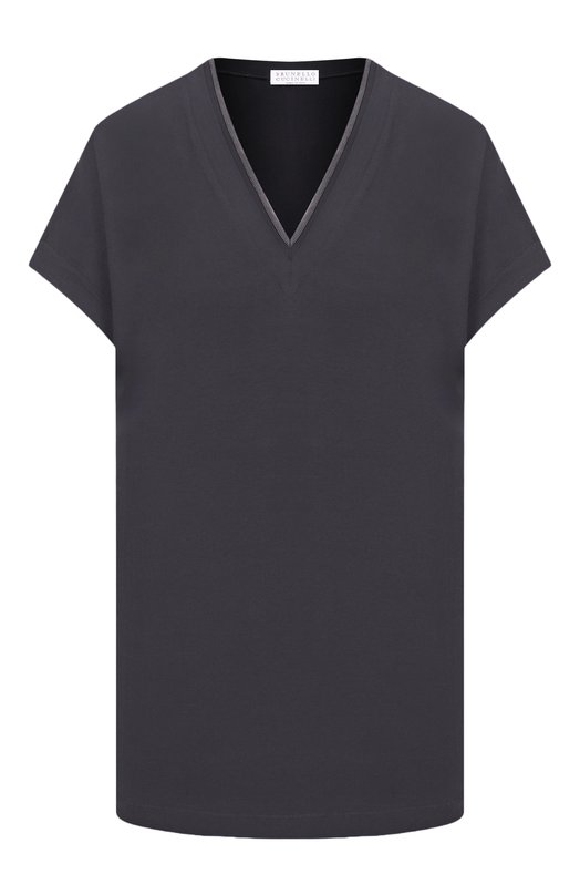 Хлопковая футболка Brunello Cucinelli M0T18BD222 Чёрный M0T18BD222