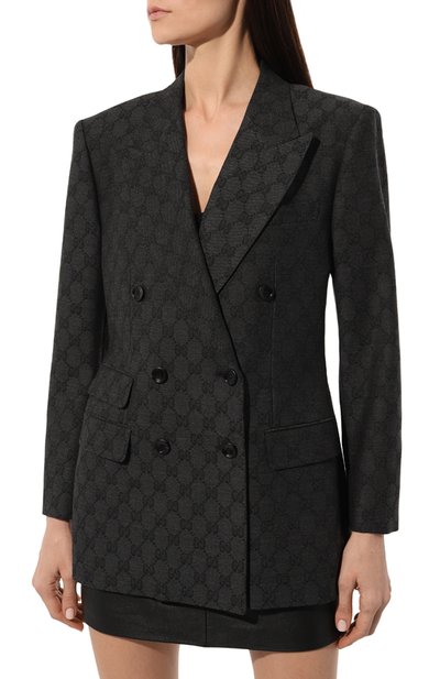 Шерстяной жакет GUCCI темно-серого цвета по цене 414500 руб., арт. 715184/ZAKF8, фото 3 Шерстяной жакет GUCCI, арт. 715184/ZAKF8, фото 3
