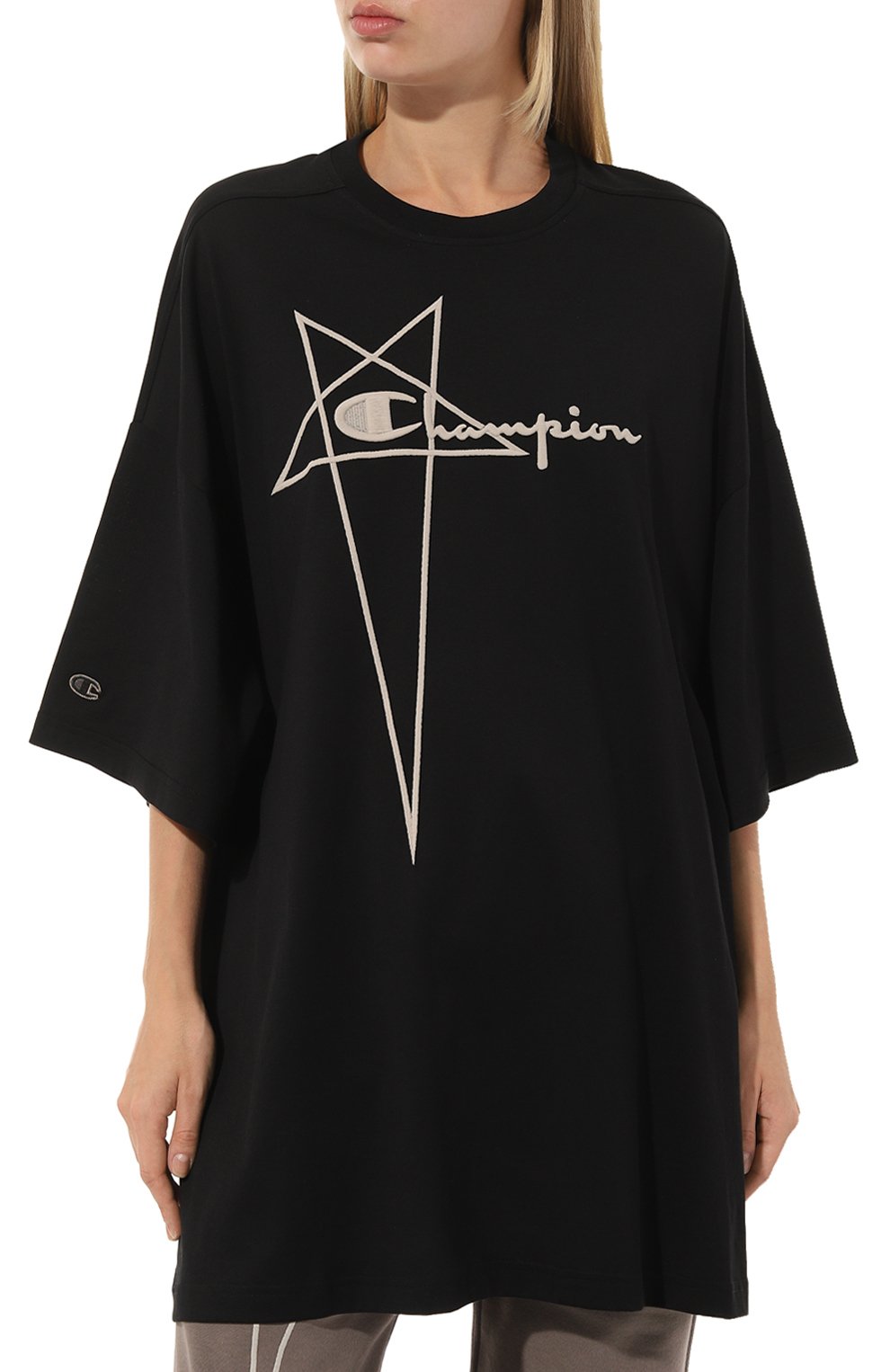 Хлопковая футболка rick owens x champion RICK OWENS черного цвета по цене 32100 руб., арт. CW02C9229/CHJEG, фото 3 Хлопковая футболка rick owens x champion RICK OWENS, арт. CW02C9229/CHJEG, фото 3