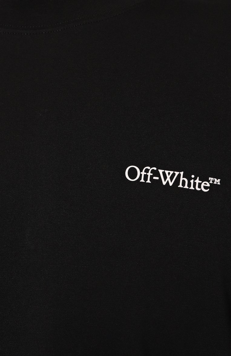 Мужская хлопковая футболка OFF-WHITE черного цвета, арт. 0MAA120F24JER006 | Фото 5 (Материал внешний: Хлопок; Рукава: Короткие; Драгоценные камни: Проставлено; Материал сплава: Проставлено; Длина (для топов): Стандартные; Стили: Гранж; Принт: С принтом)