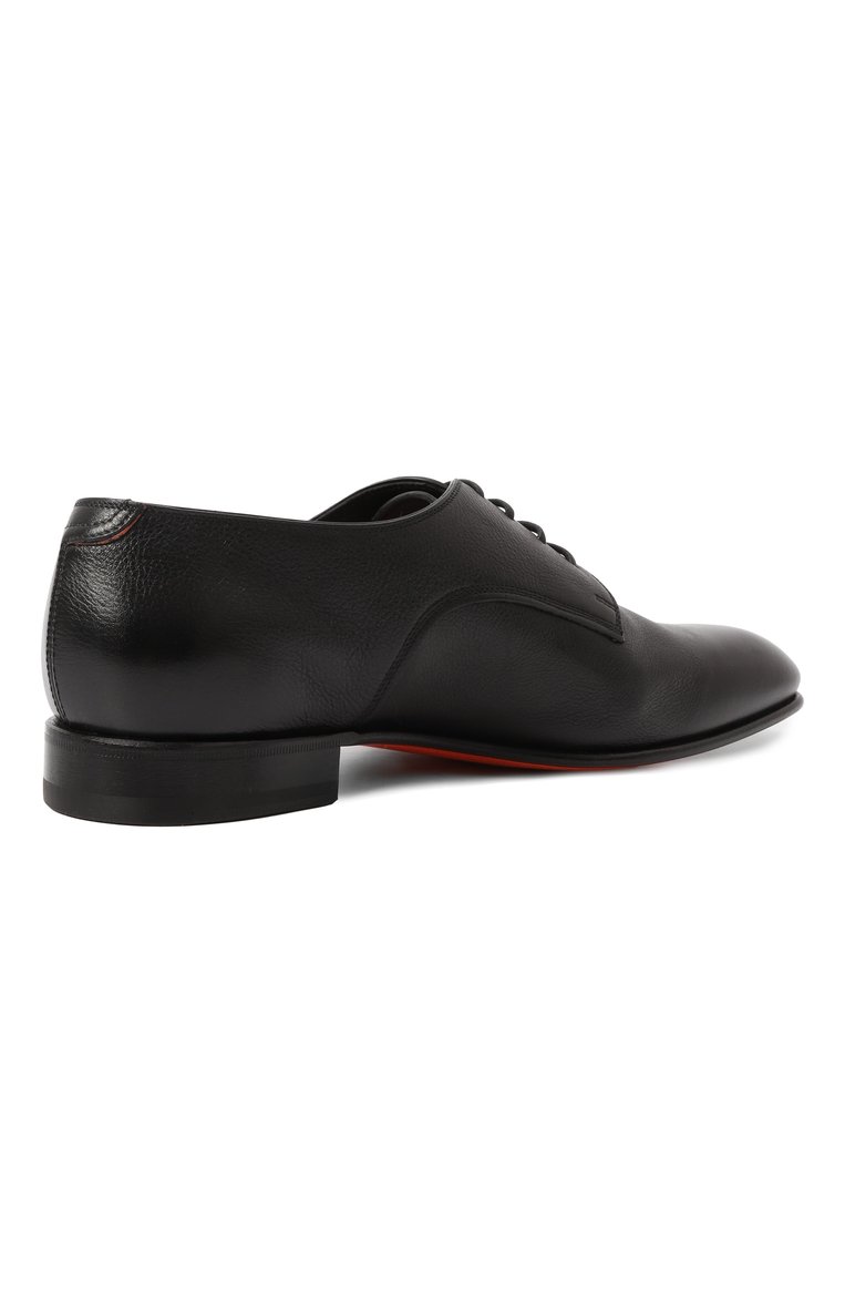 Мужские кожаные дерби SANTONI черного цвета, арт. MCAG19026LA3SGFR | Фото 5 (Материал внешний: Натуральная кожа; Материал сплава: Проставлено; Материал внутренний: Натуральная кожа; Нос: Не проставлено; Стили: Классический)