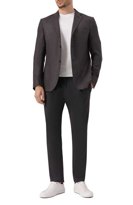 Пиджак из шерсти и шелка Corneliani 266002-2616339 Коричневый  266002-2616339 Фото 3