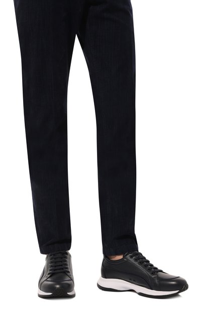 Кожаные кроссовки GIORGIO ARMANI темно-синего цвета по цене 85350 руб., арт. X2X180/XN914, фото 3 Кожаные кроссовки GIORGIO ARMANI, арт. X2X180/XN914, фото 3