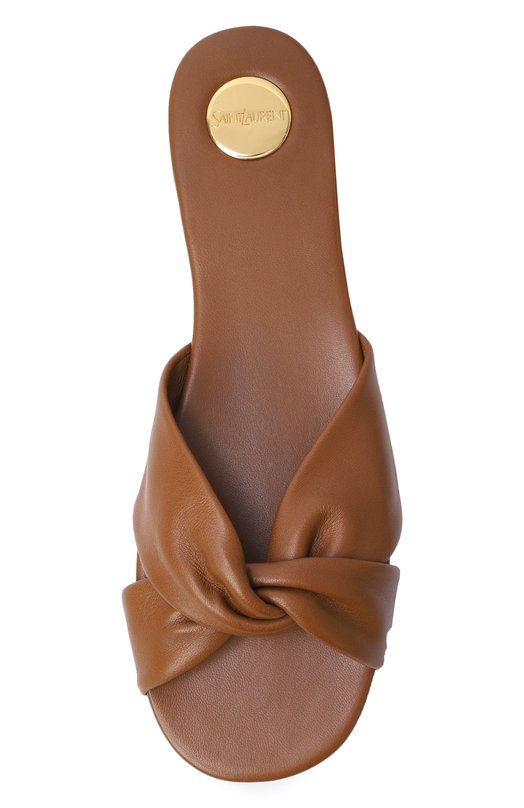 Кожаные шлепанцы Saint Laurent 860614/AADF0 Коричневый  860614/AADF0 Фото 6