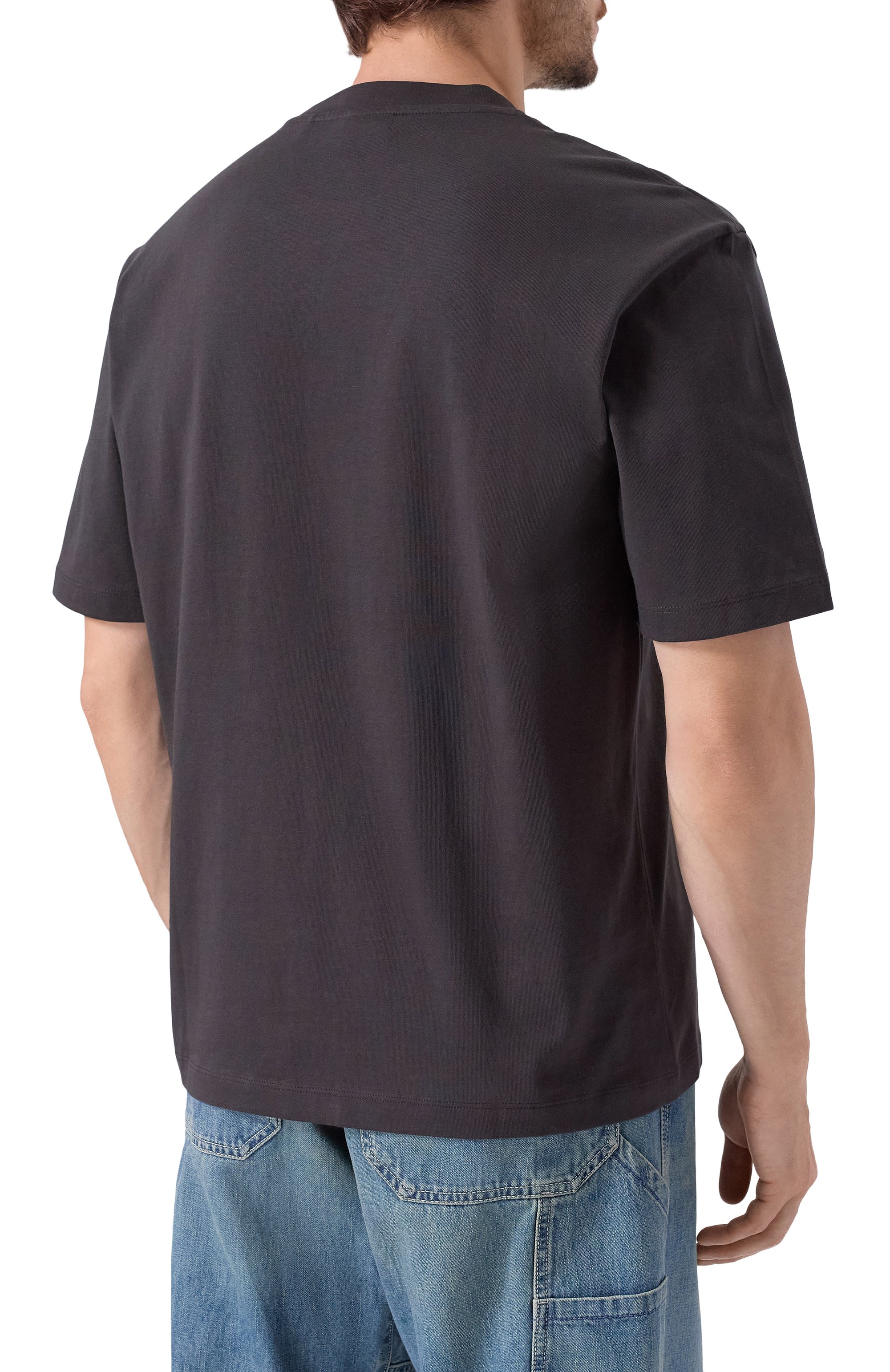 Хлопковая футболка HUGO темно-серого цвета по цене 9495 руб., арт. 50551836, фото 4 Хлопковая футболка HUGO, арт. 50551836, фото 4