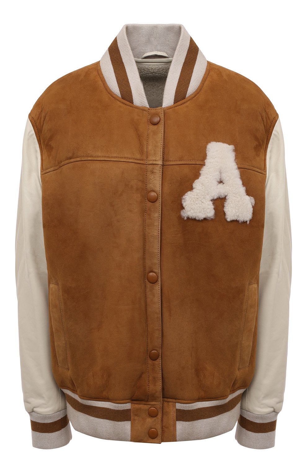 Бомбер из овчины ADDICTED коричневого цвета по цене 94500 руб., арт. SHEARLING BOMBER.COGNAC/ALMOND, фото 1 Бомбер из овчины ADDICTED, арт. SHEARLING BOMBER.COGNAC/ALMOND, фото 1