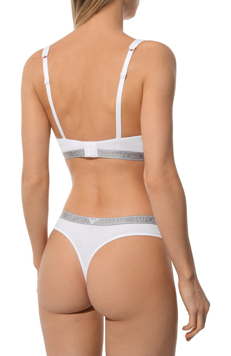 Женские комплект из двух трусов-стрингов EMPORIO ARMANI белого цвета, арт. 163333/4R223 | Фото 3 (Нос: Не проставлено; Материал внешний: Хлопок)