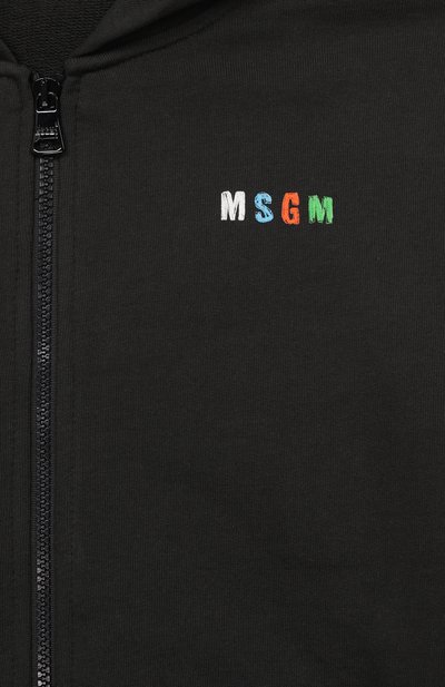 Хлопковая толстовка MSGM KIDS черного цвета по цене 15400 руб., арт. S6MSJBZH238, фото 3 Хлопковая толстовка MSGM KIDS, арт. S6MSJBZH238, фото 3