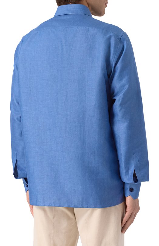 Рубашка из хлопка и льна Stefano Ricci SP007711/R2952 Синий  SP007711/R2952 Фото 4