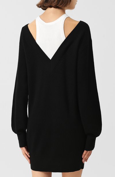 Шерстяное мини-платье с контрастным воротником ALEXANDERWANG.T, арт. 4K386018N3, фото 4