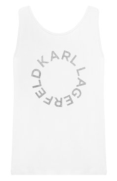 Детская хлопковая майка KARL LAGERFELD KIDS белого цвета, арт. Z15175/14A-16A | Фото 1 (Материал внешний: Хлопок; Статус проверки: Проверена категория; Материал сплава: Проставлено; Драгоценные камни: Проставлено; Рукава: Без рукавов)