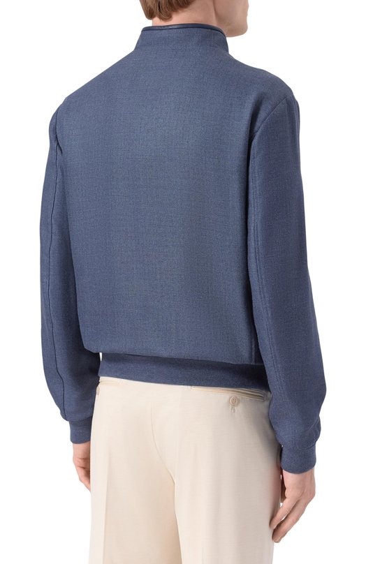 Бомбер из шелка и шерсти Stefano Ricci M7J6100110/KL003U_001 Синий  M7J6100110/KL003U_001 Фото 4