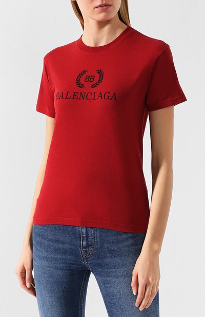 Хлопковая футболка BALENCIAGA бордового цвета по цене 39450 руб., арт. 563712/TCV25, фото 3 Хлопковая футболка BALENCIAGA, арт. 563712/TCV25, фото 3